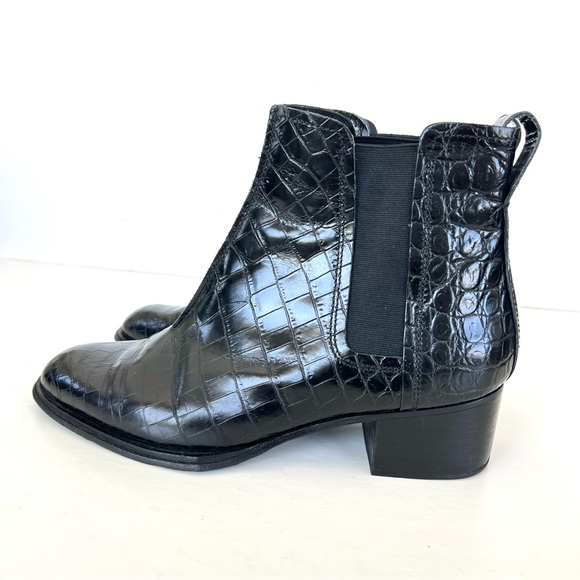 RAG & BONE Walker II Black Croc Embossed Leather Heel Bootie Ankle Boots Sz 41 - Picture 6 of 15